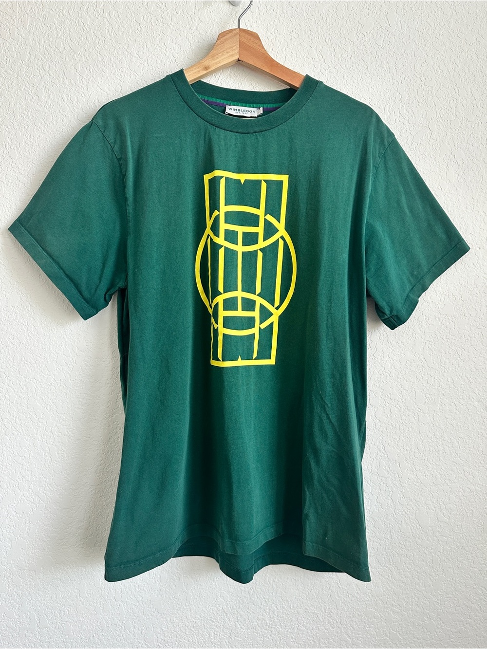 Wimbledon Green Graphic Logo Crew Neck Short Sleeve T-Shirt Men's Large